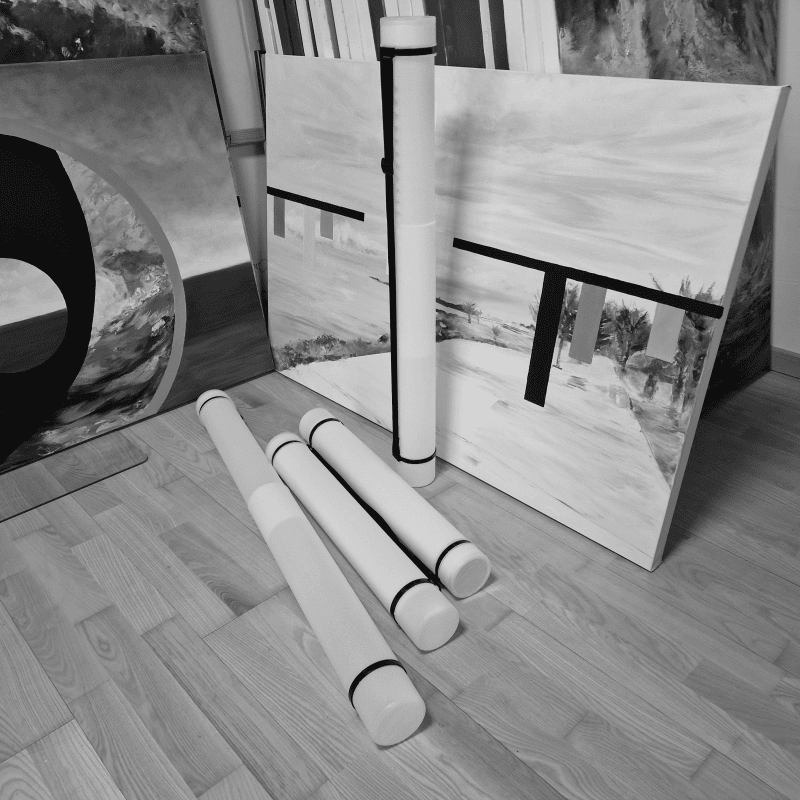 Upon the buyer’s request, original oil paintings may be carefully removed from the stretcher and shipped rolled in a protective tube.